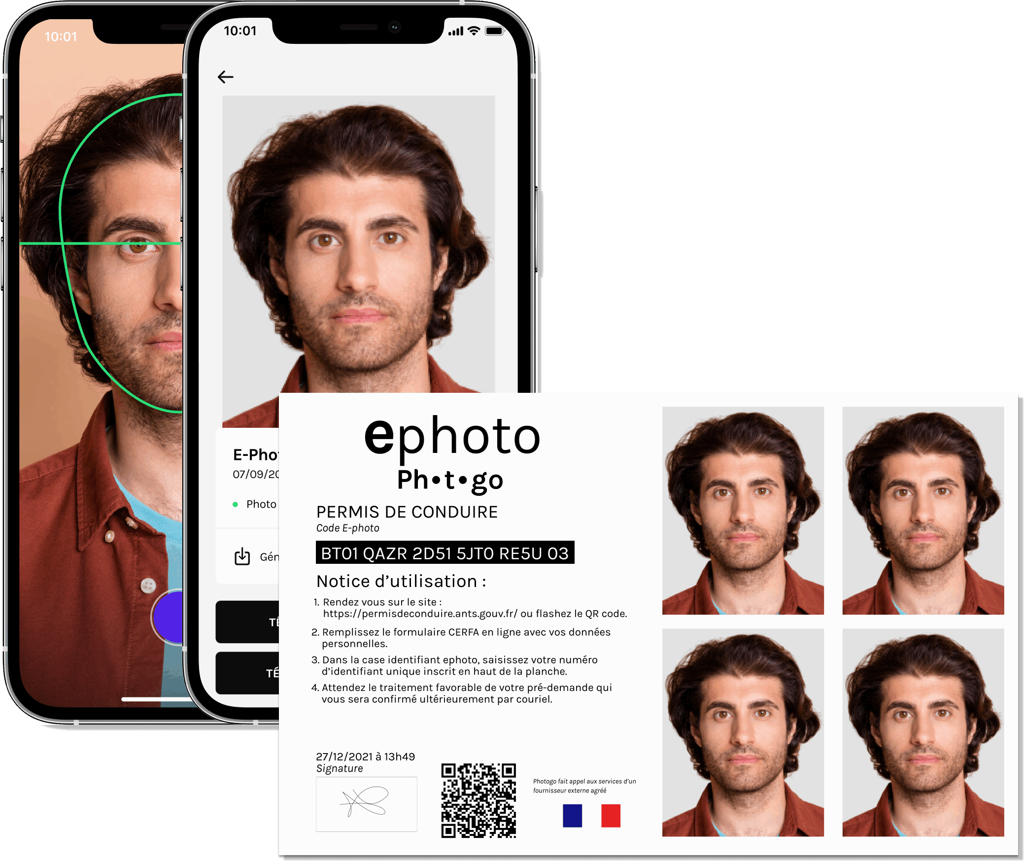 L'application Photogo et une planche e-Photo avec son code officiel