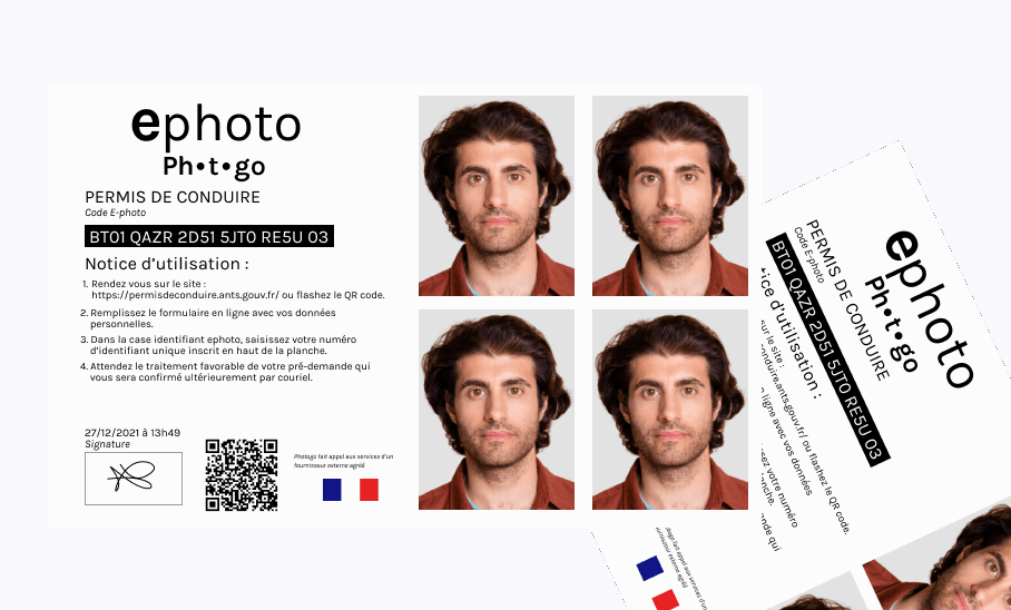 Planche Ephoto pour le permis de conduire