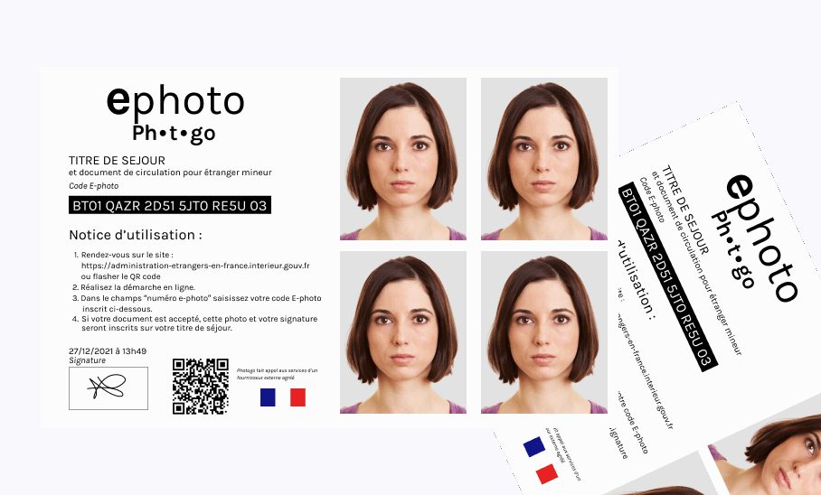 Planche Ephoto pour le titre de séjour